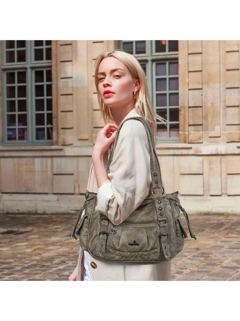 Stylish Multi-Pocket Retro Hobo Tote Bag for Women - Versatile Shoulder Handbag